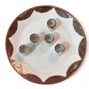 Vintage Otagiri Hand Crafted 5 Candle Glazed Plate Japan Original 10x10